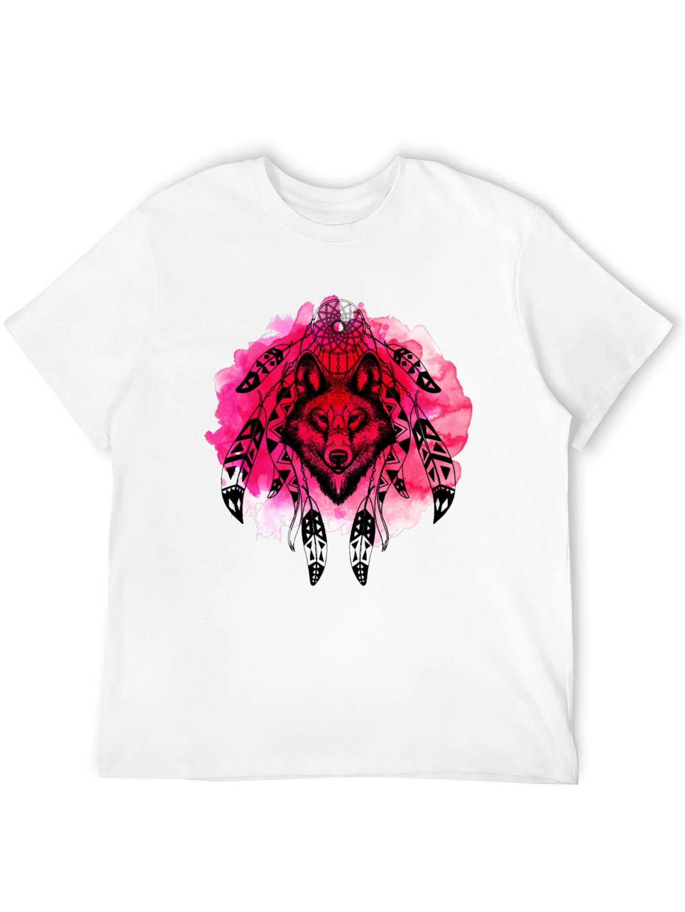 Wolf Dreamcatcher Graphic Tee - Black Cotton T-Shirt