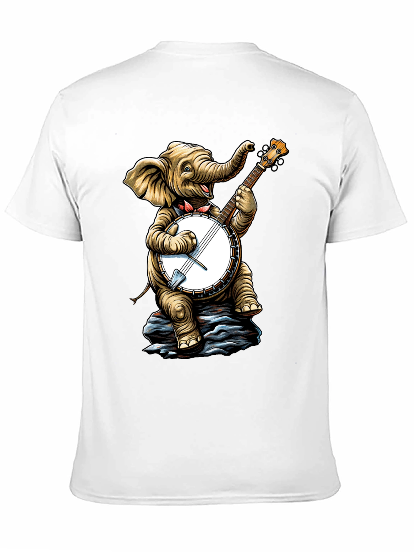 Elephant Banjo Player Graphic Tee - Black