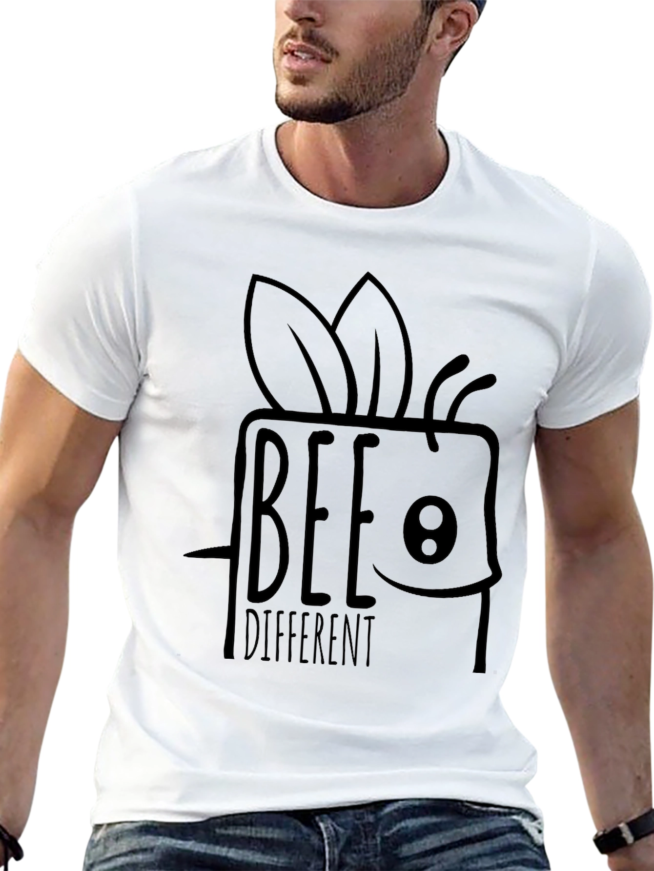 Bee Different Graphic Tee - Black Cotton