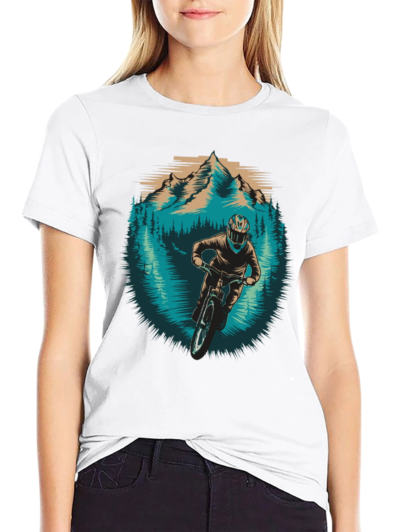 Mountain Biker Graphic Tee - Nature Adventure Shirt