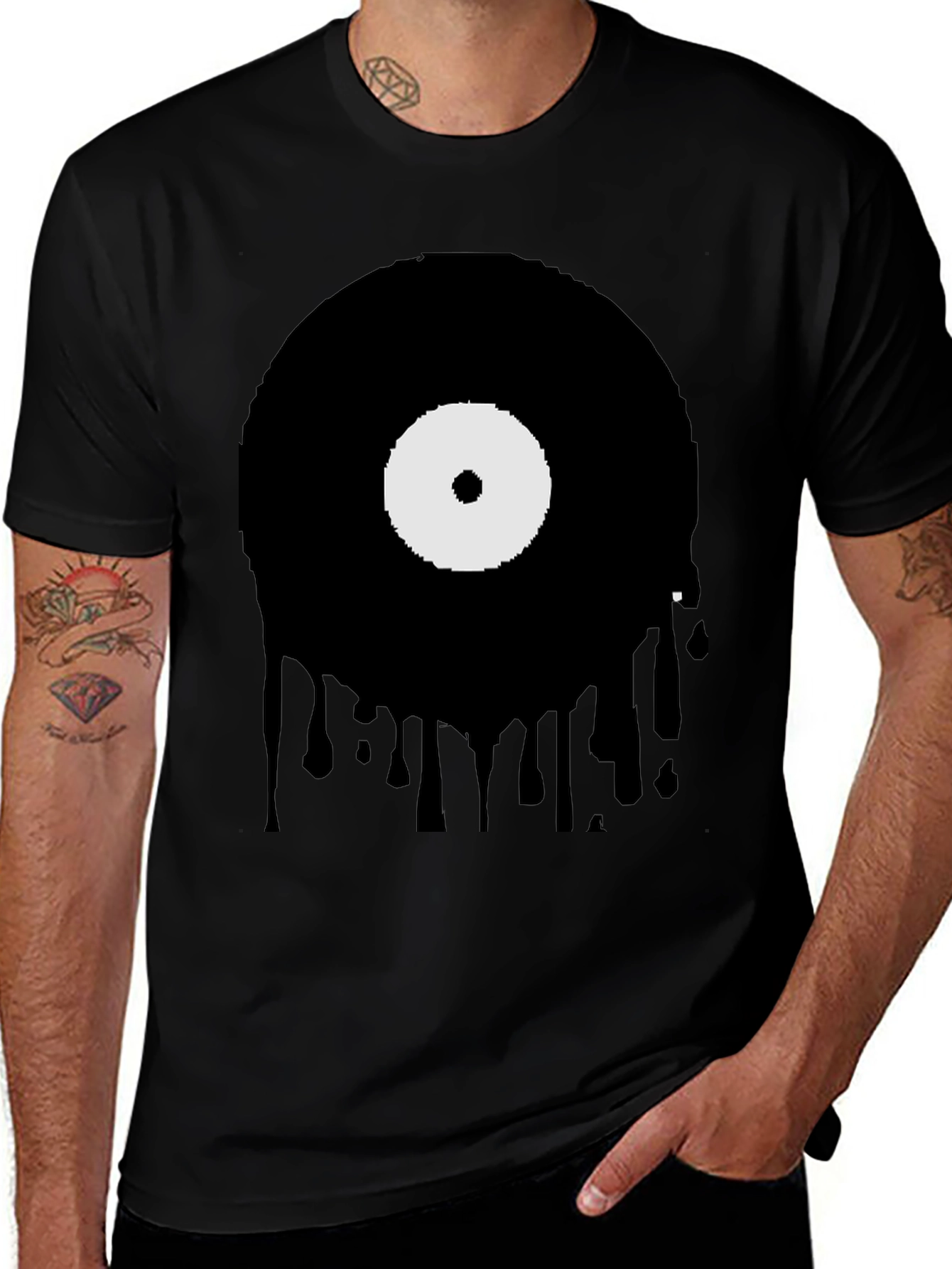 Melting Vinyl Record Graphic T-Shirt