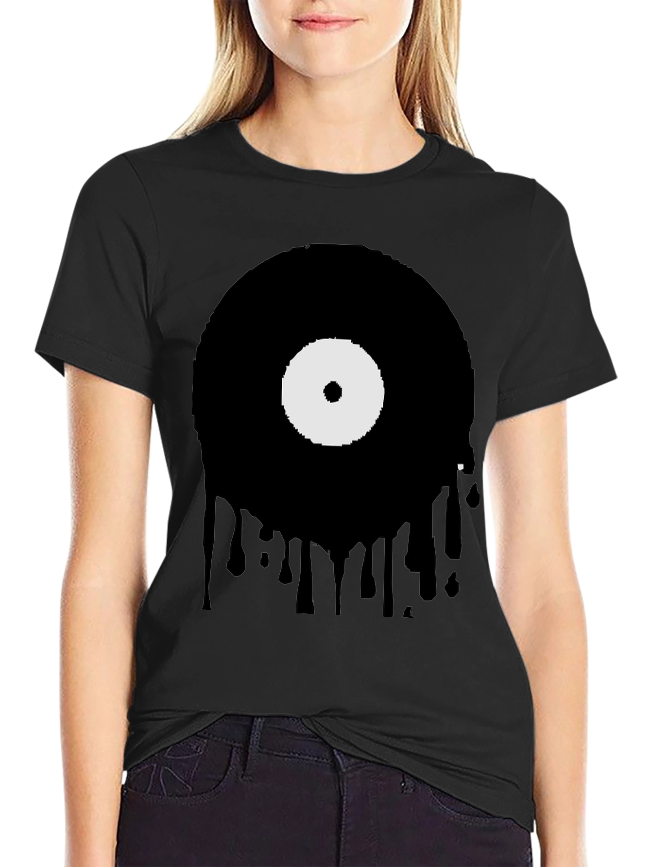 Melting Vinyl Record Graphic T-Shirt
