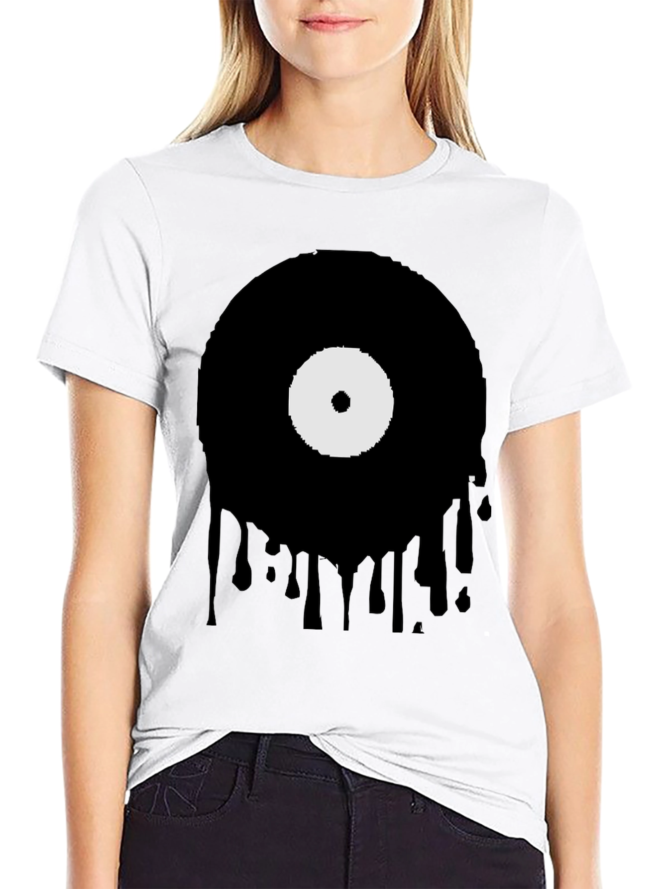 Melting Vinyl Record Graphic T-Shirt