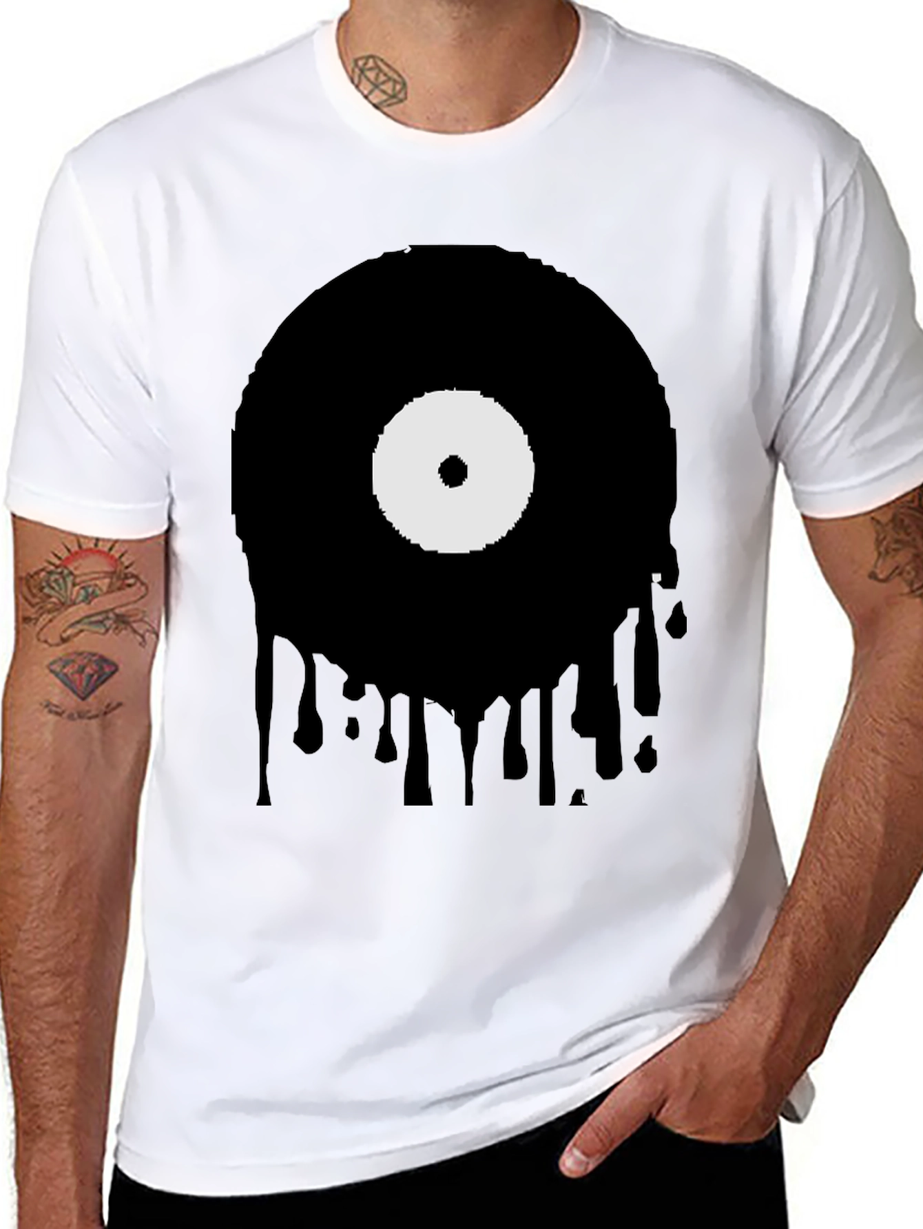 Melting Vinyl Record Graphic T-Shirt