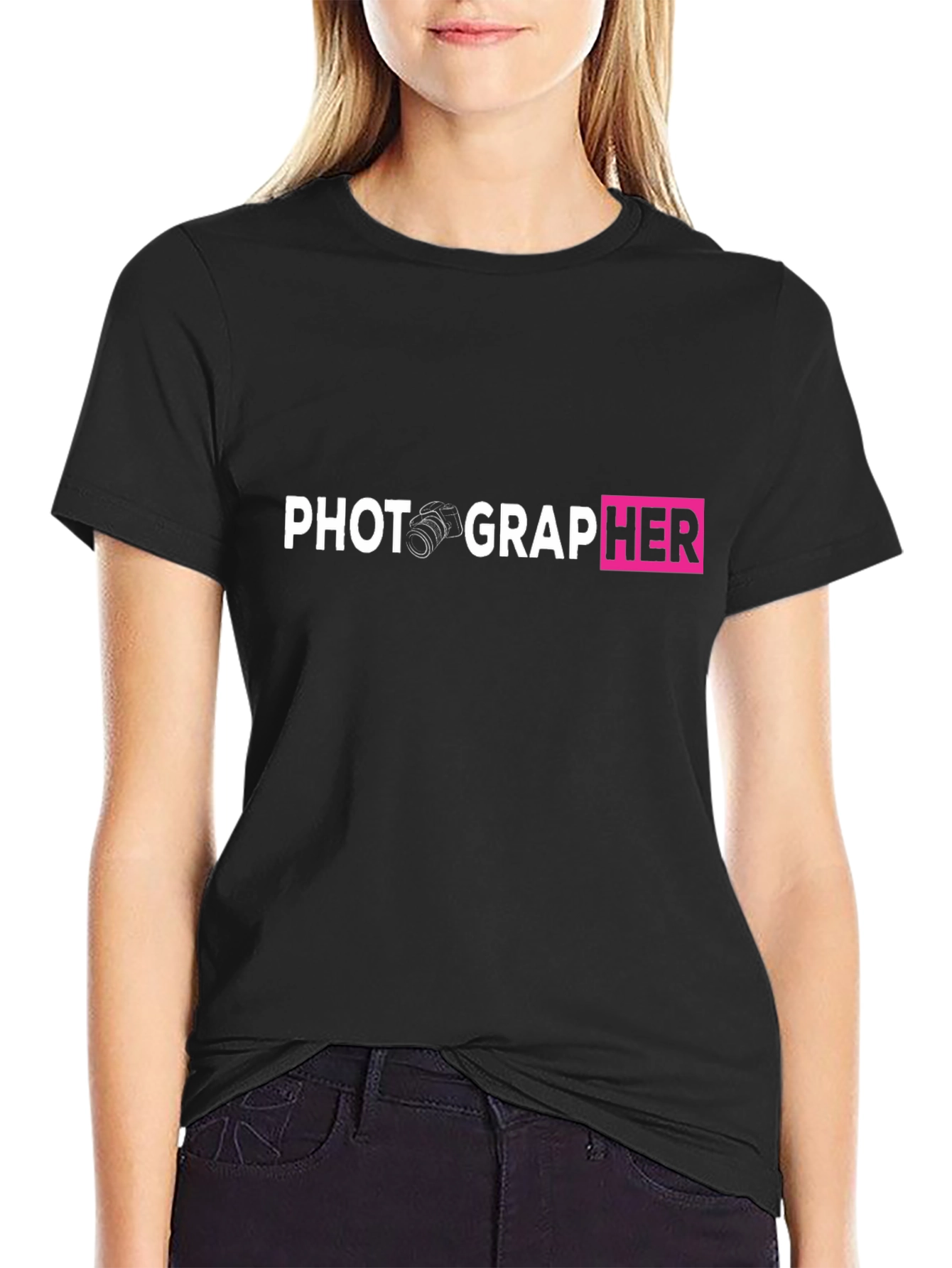 Photographer Graphic Tee - Camera Design Black T-Shirt