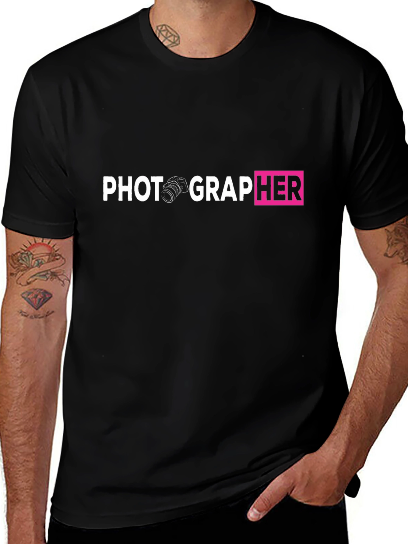 Photographer Graphic Tee - Camera Design Black T-Shirt