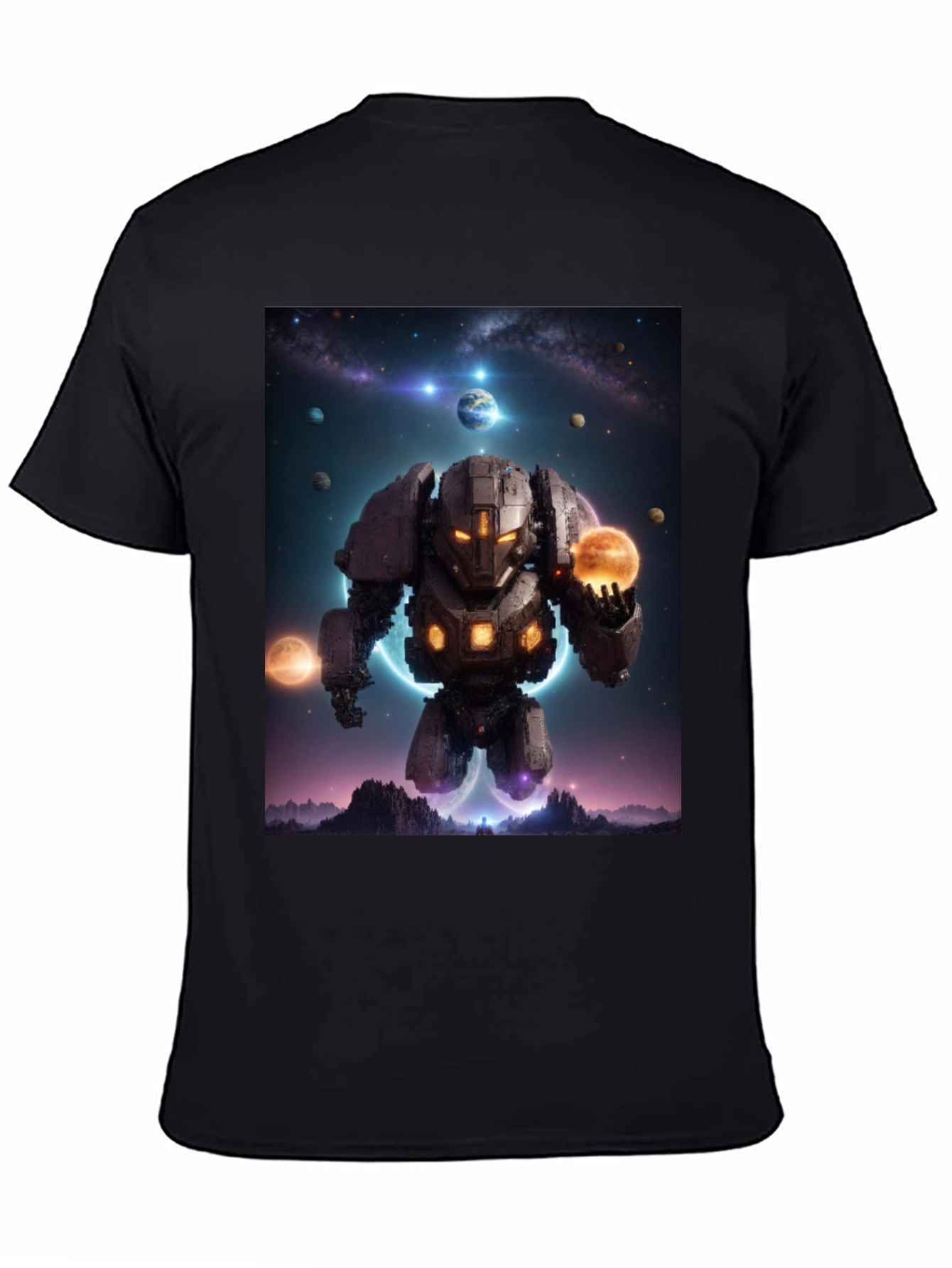 Astral Robot Graphic Tee - Galactic Guardian Shirt