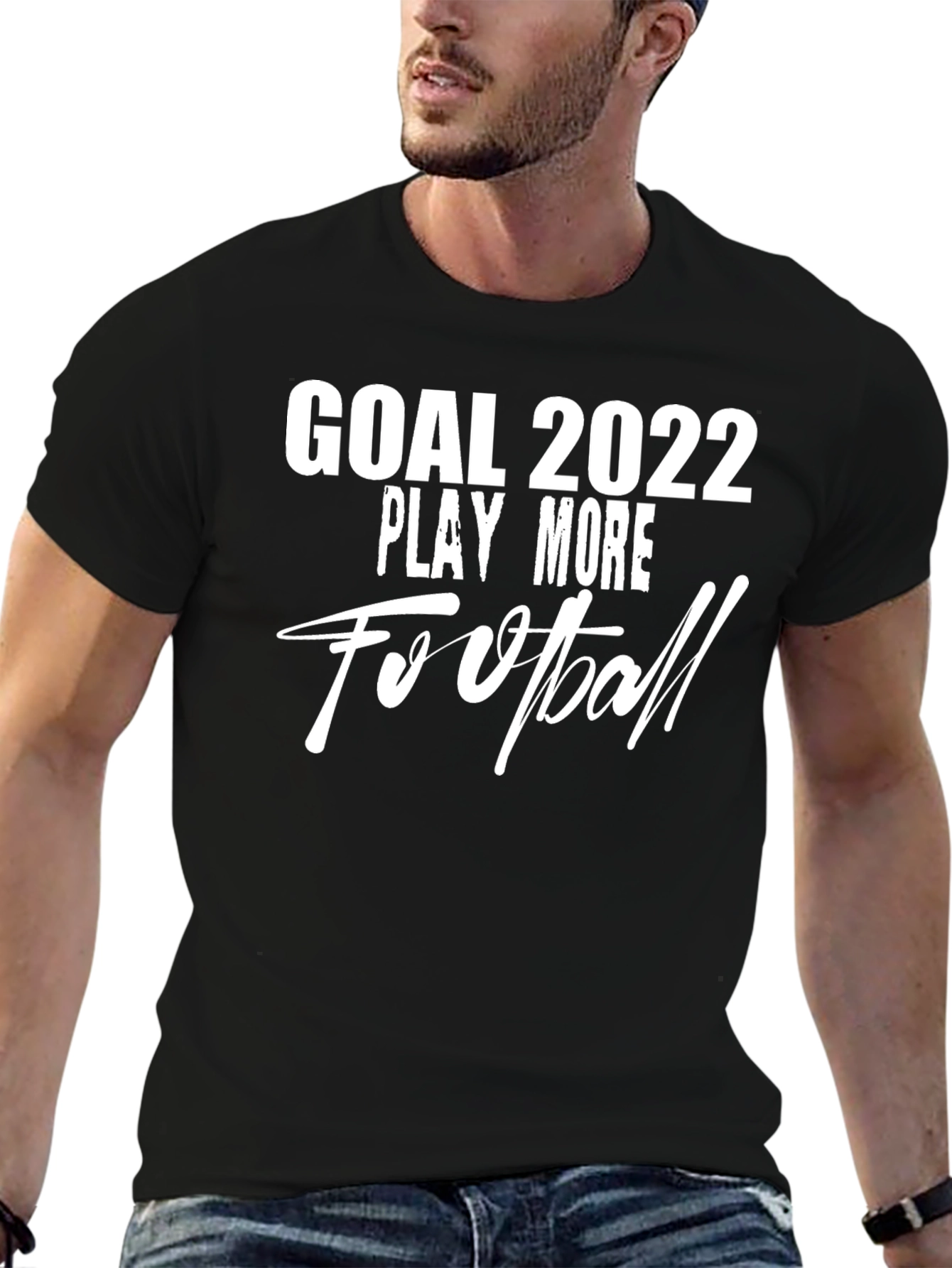 Goal 2022 Play More Football Black T-Shirt