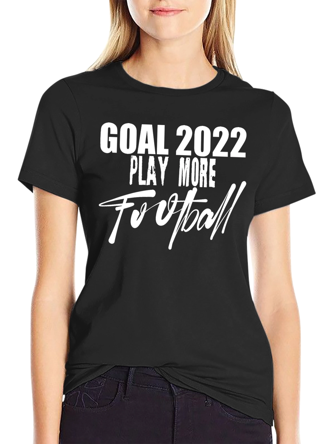 Goal 2022 Play More Football Black T-Shirt