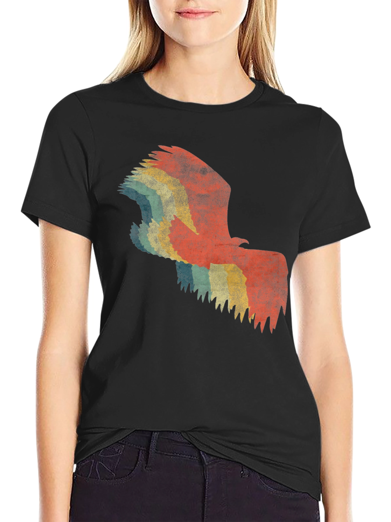 Retro Eagle Graphic Tee - Black