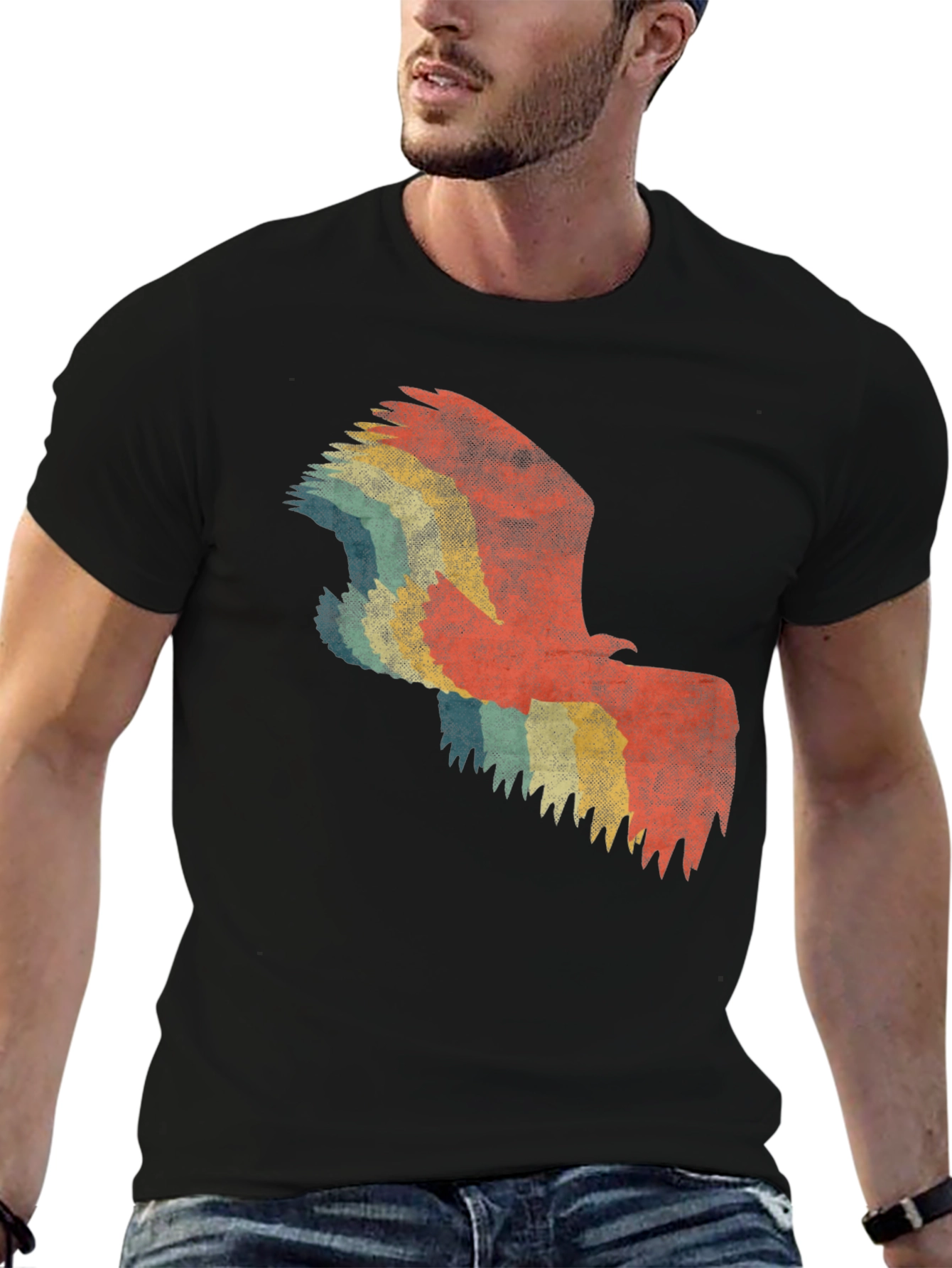 Retro Eagle Graphic Tee - Black