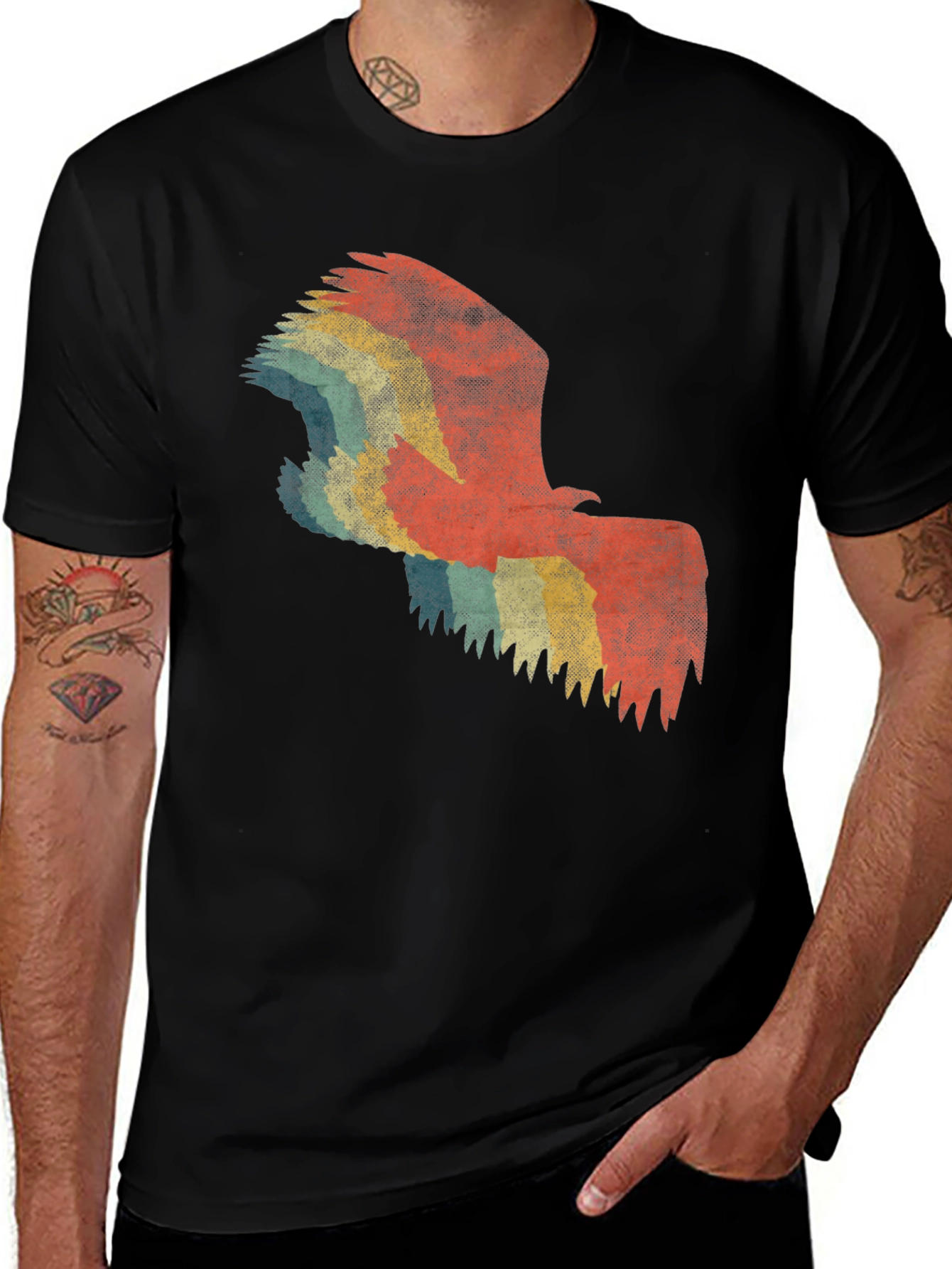 Retro Eagle Graphic Tee - Black