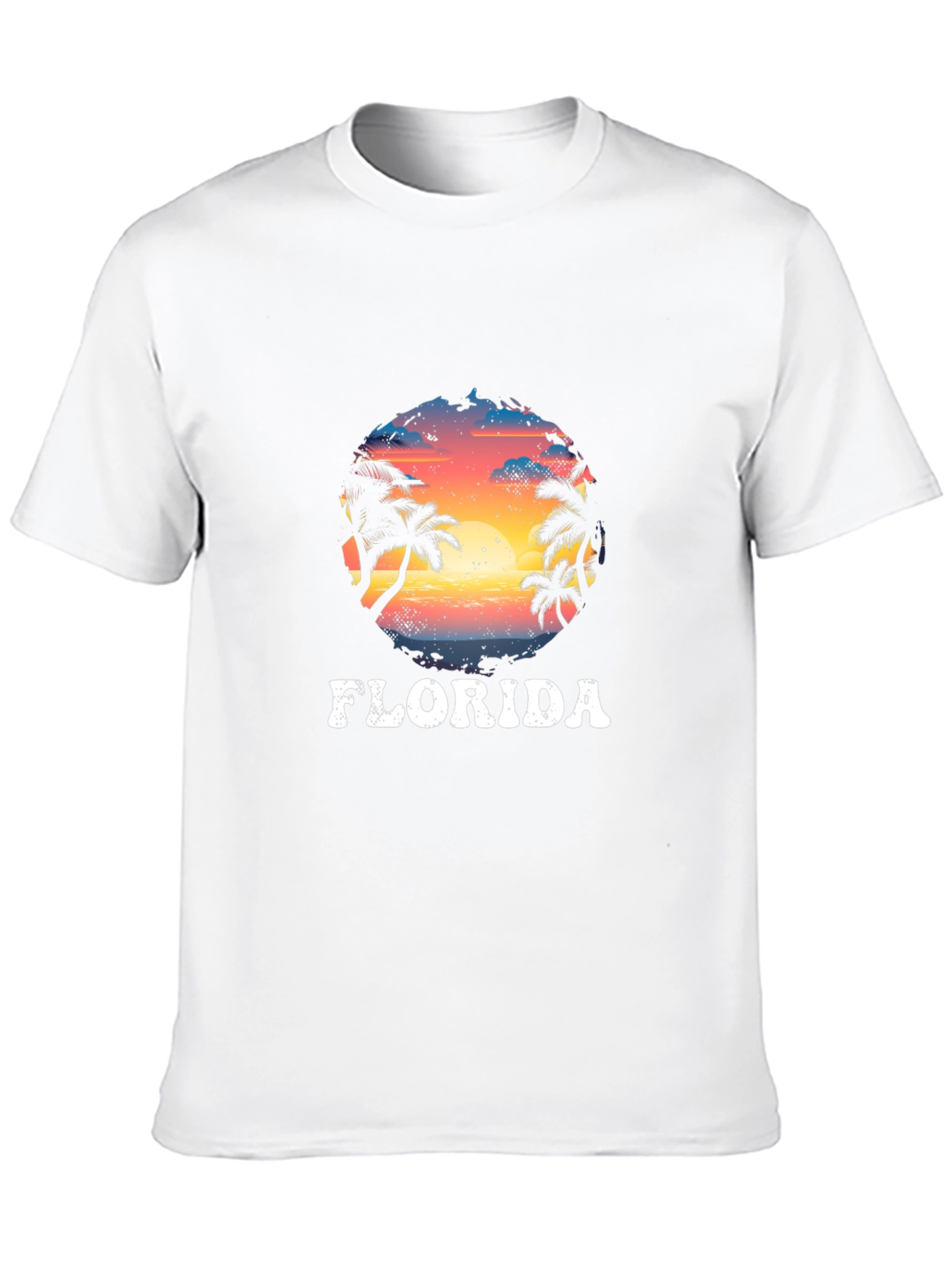Florida Palm Sunset Graphic Black T-Shirt