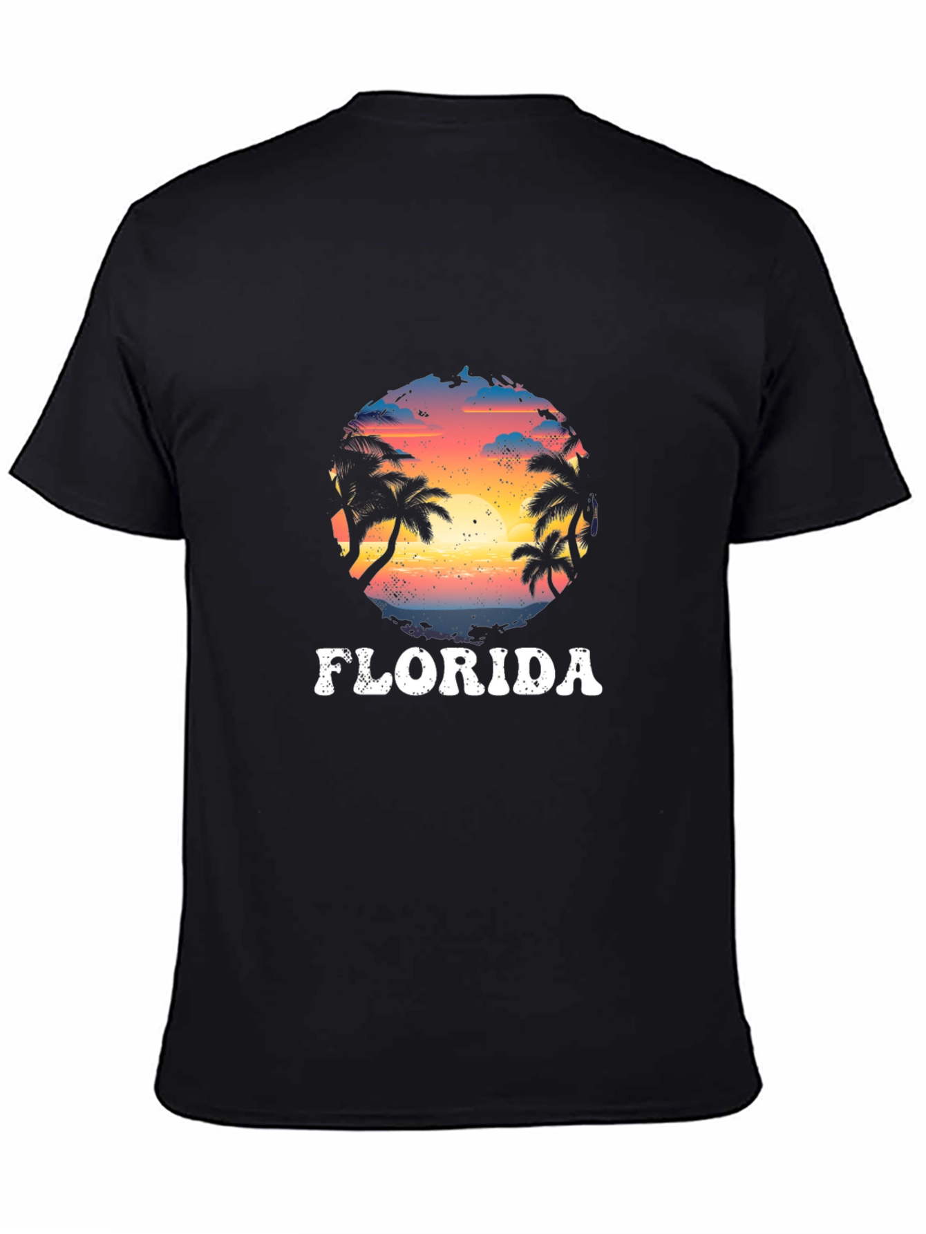 Florida Palm Sunset Graphic Black T-Shirt
