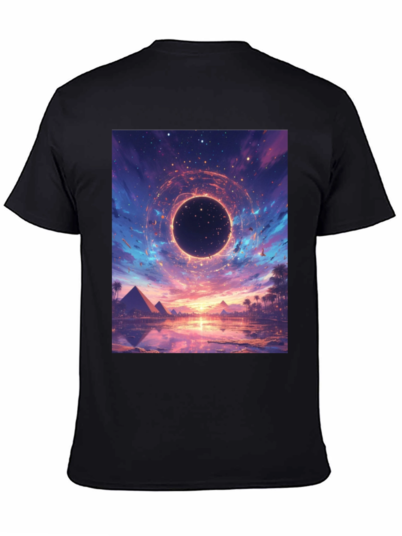 Cosmic Pyramid Graphic Tee - Black Cotton Blend