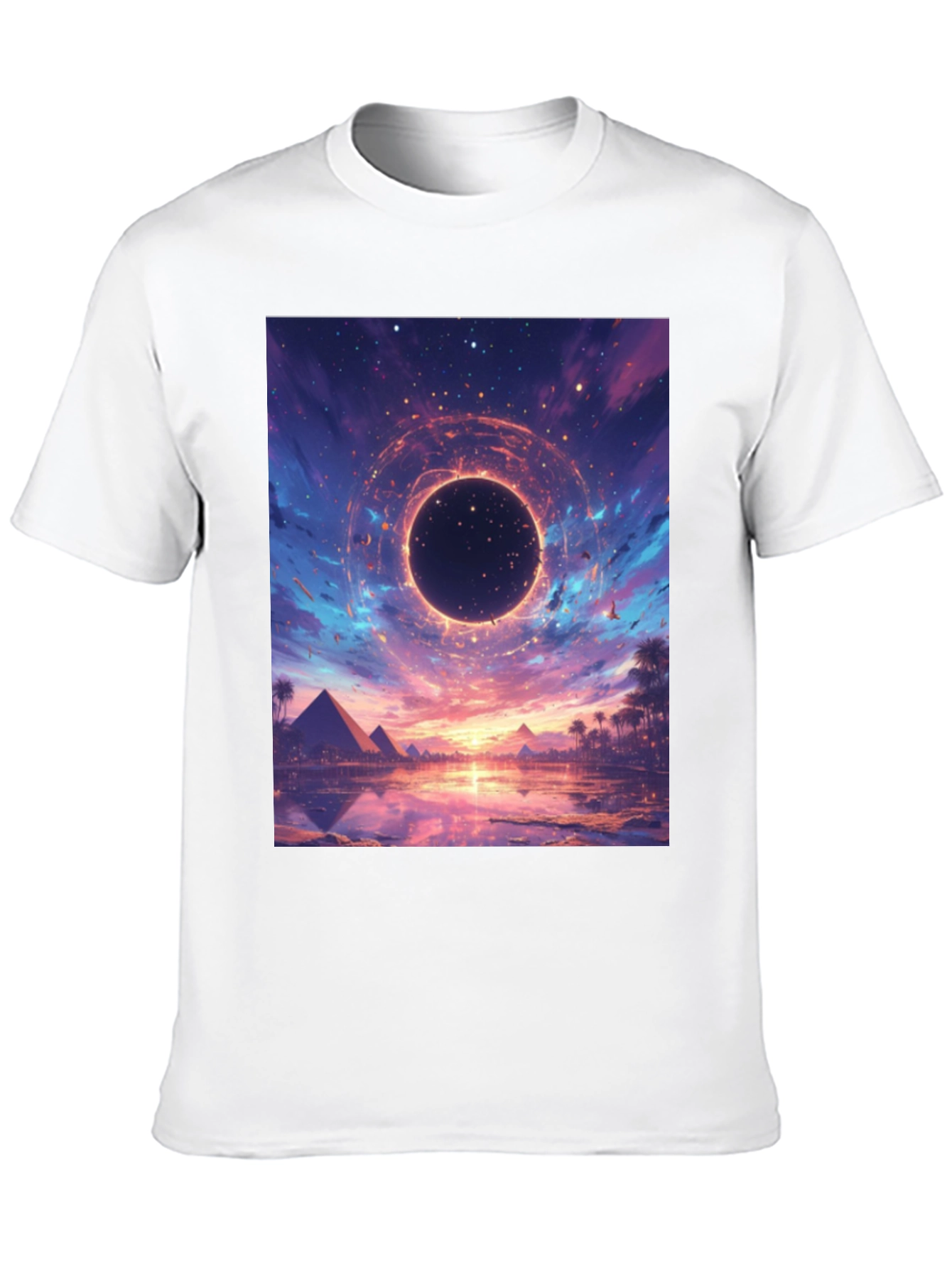 Cosmic Pyramid Graphic Tee - Black Cotton Blend