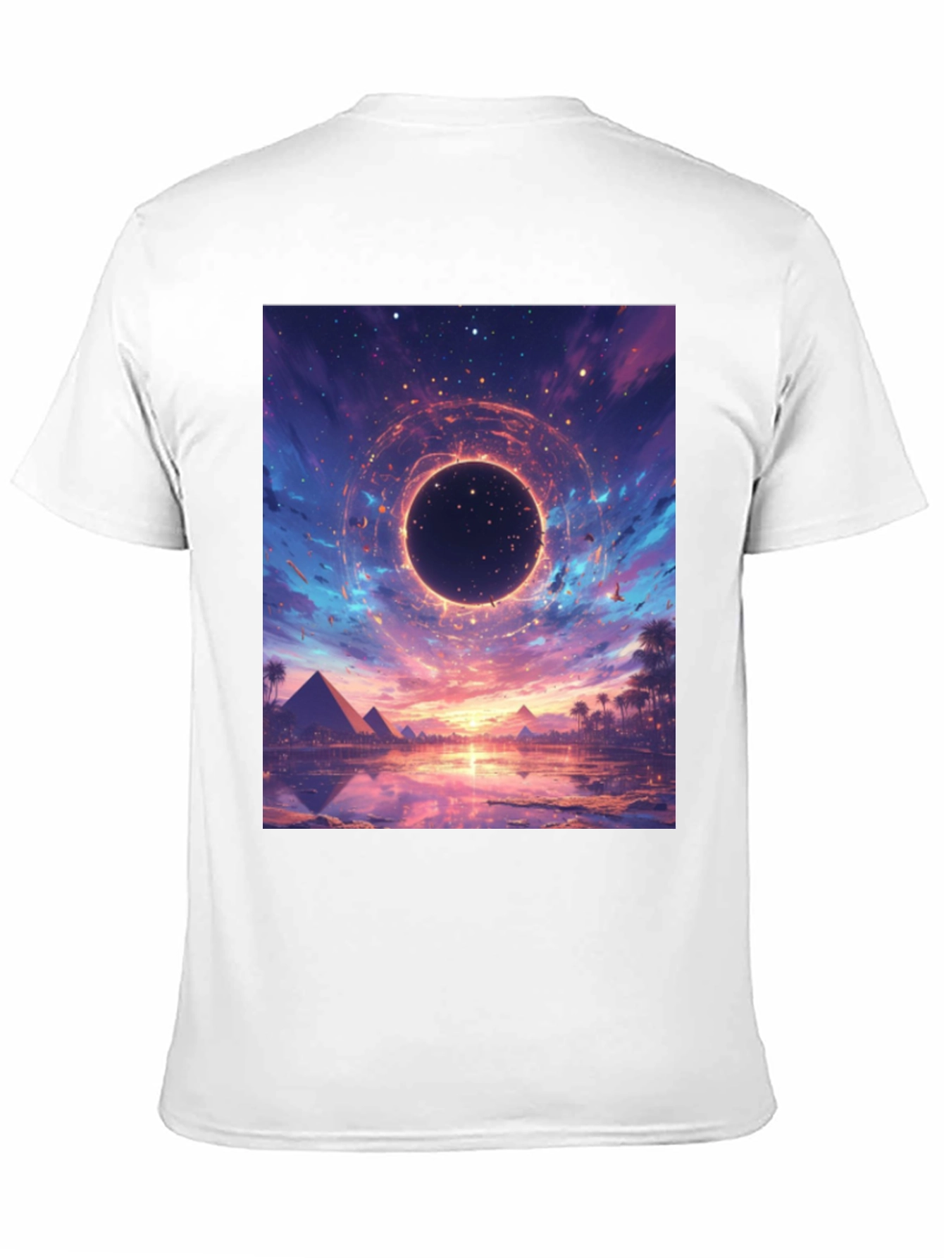 Cosmic Pyramid Graphic Tee - Black Cotton Blend