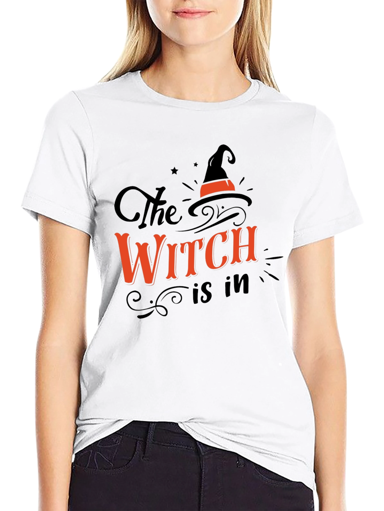 The Witch is In Halloween Graphic Tee - Black