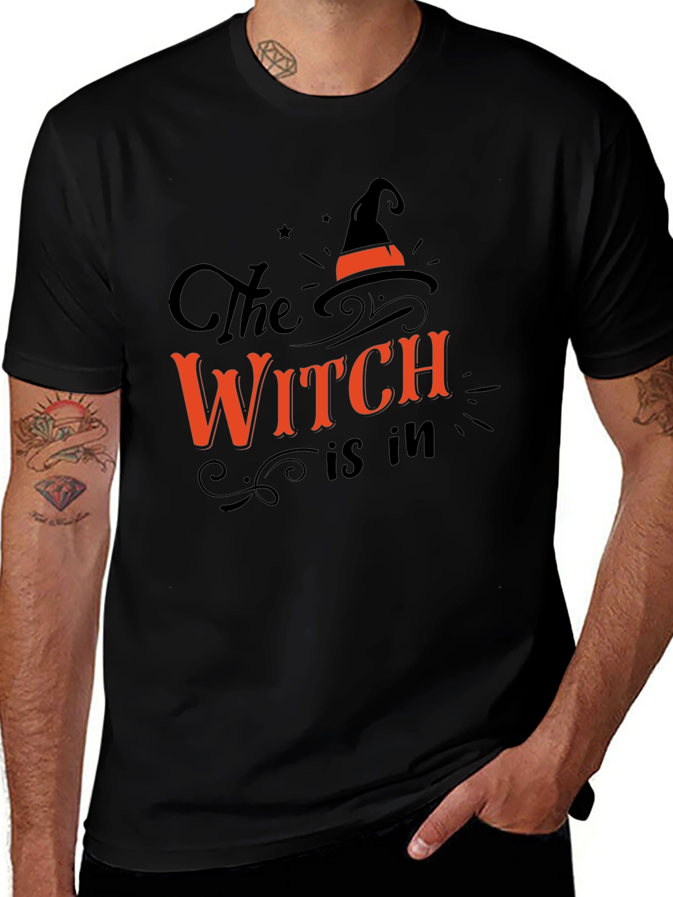 The Witch is In Halloween Graphic Tee - Black