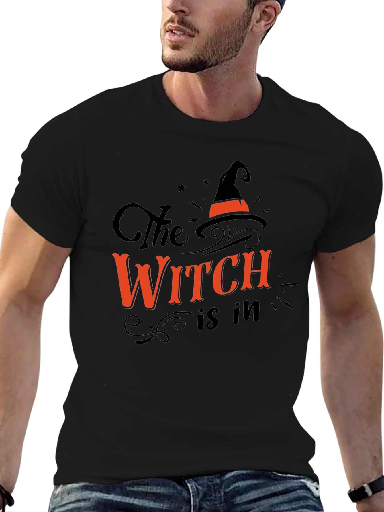 The Witch is In Halloween Graphic Tee - Black