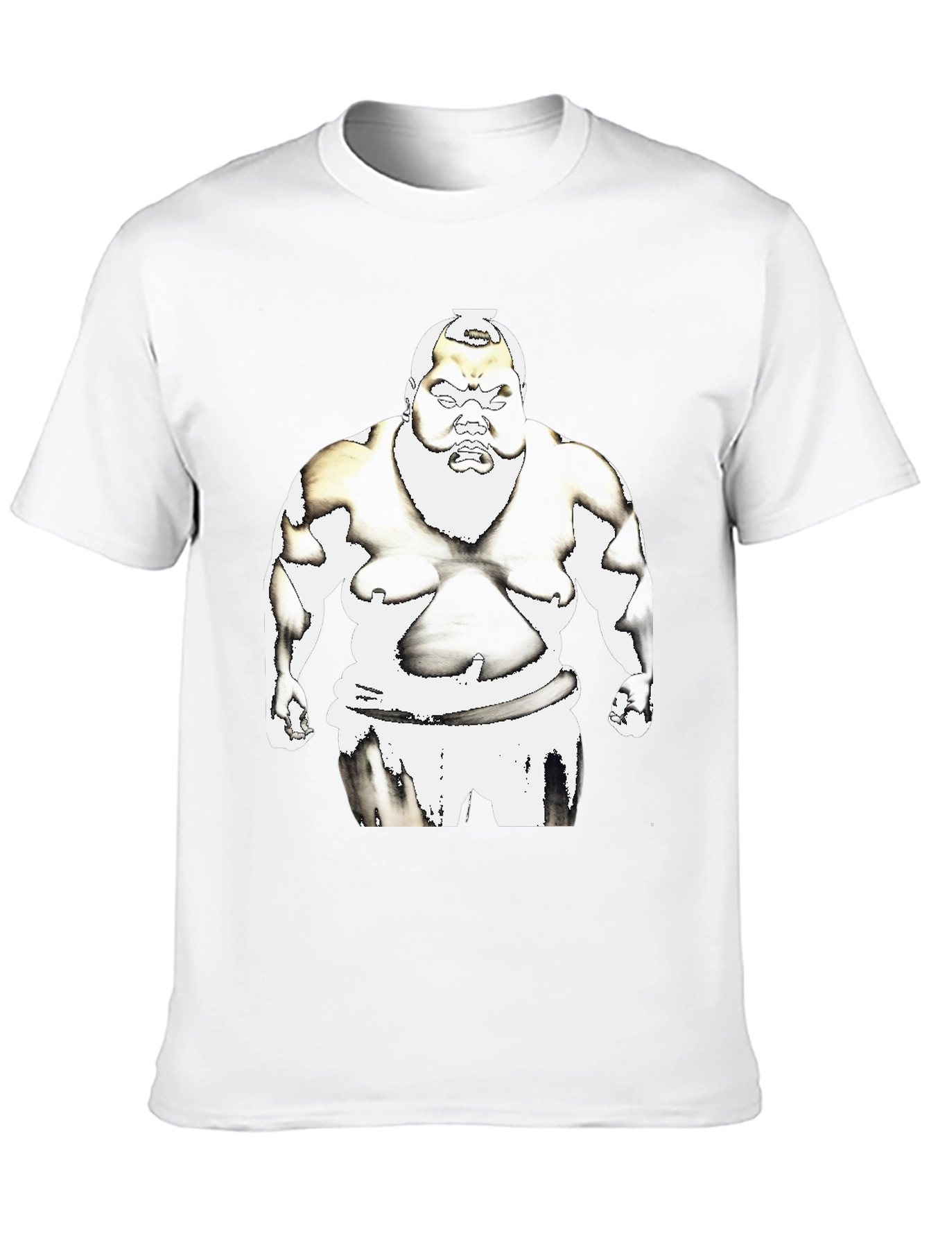 Sumo Wrestler Graphic Tee - Black Cotton T-Shirt