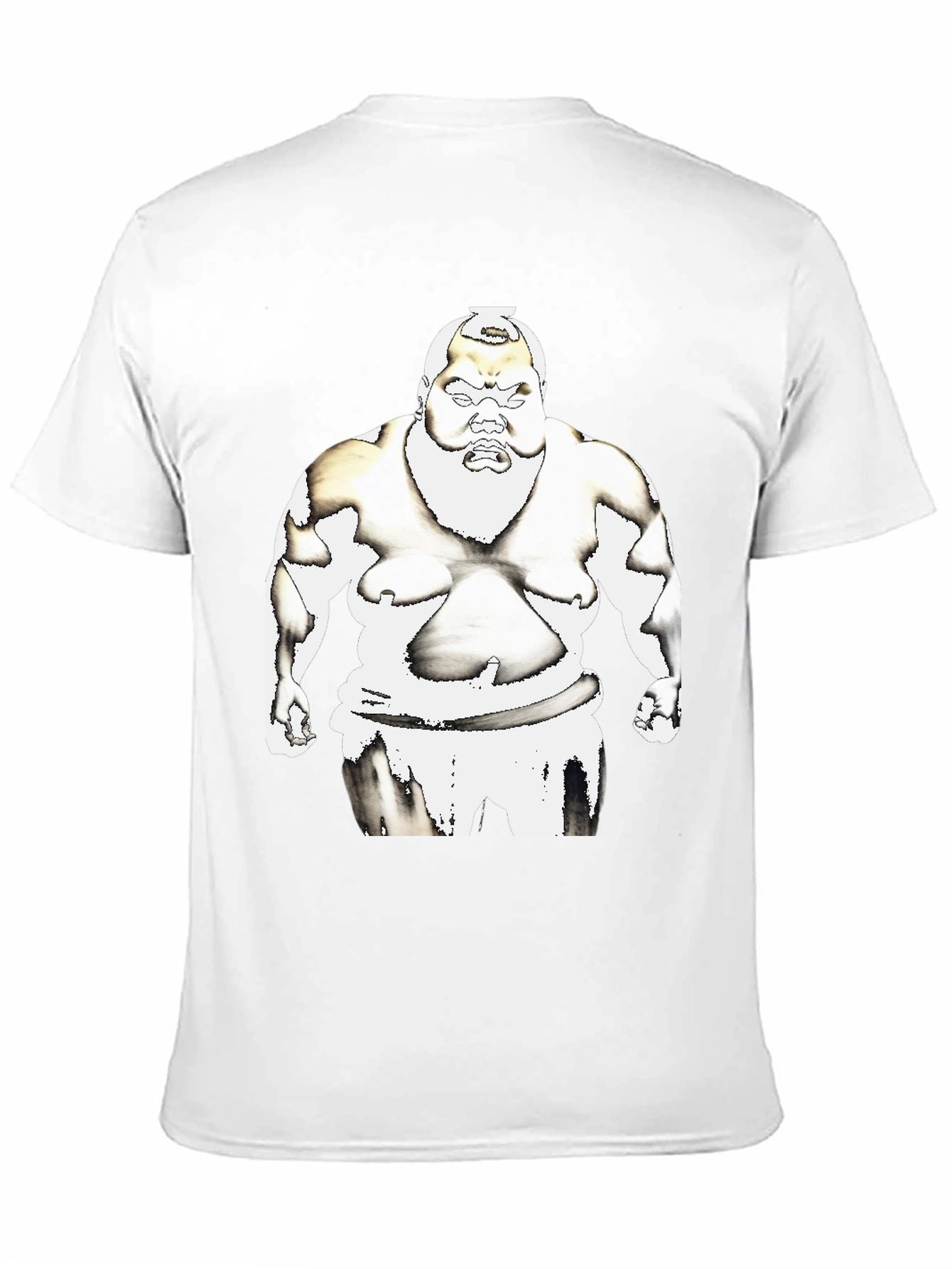 Sumo Wrestler Graphic Tee - Black Cotton T-Shirt