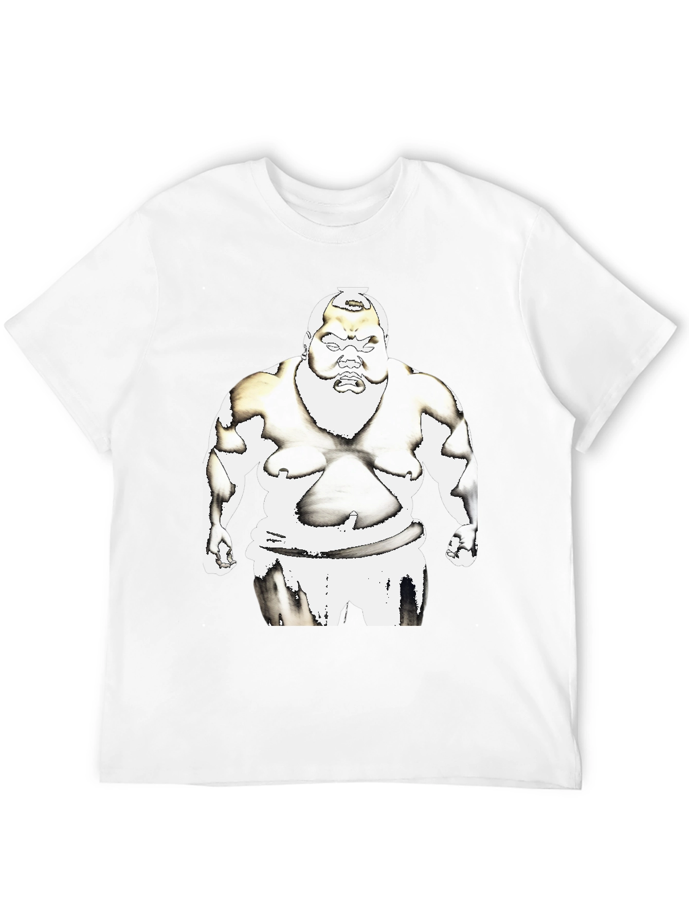 Sumo Wrestler Graphic Tee - Black Cotton T-Shirt
