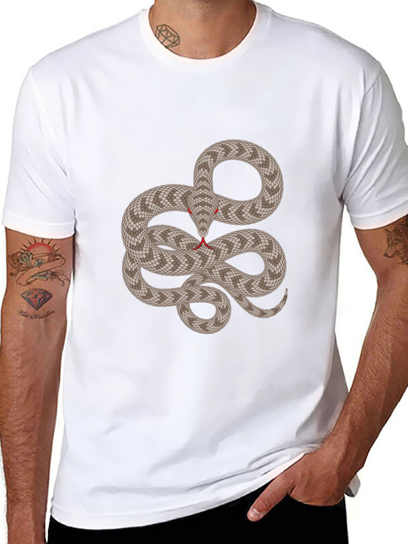 Snake Graphic Tee - Black Crew Neck Shirt