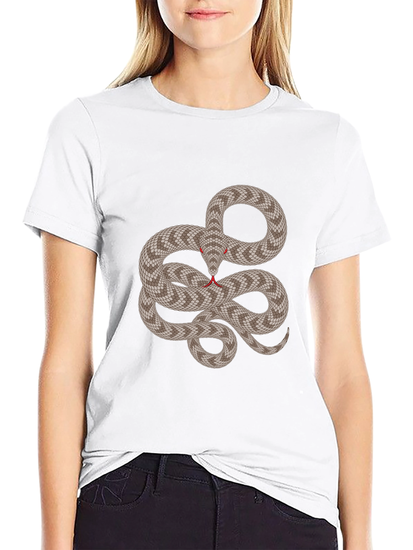 Snake Graphic Tee - Black Crew Neck Shirt