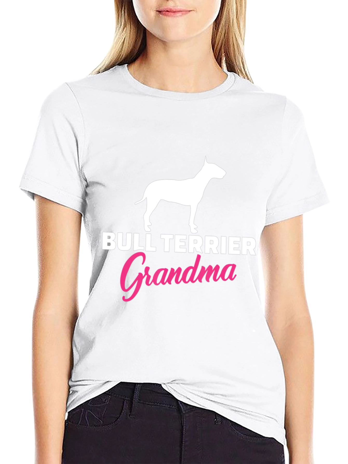 Bull Terrier Grandma T-Shirt Black Cotton