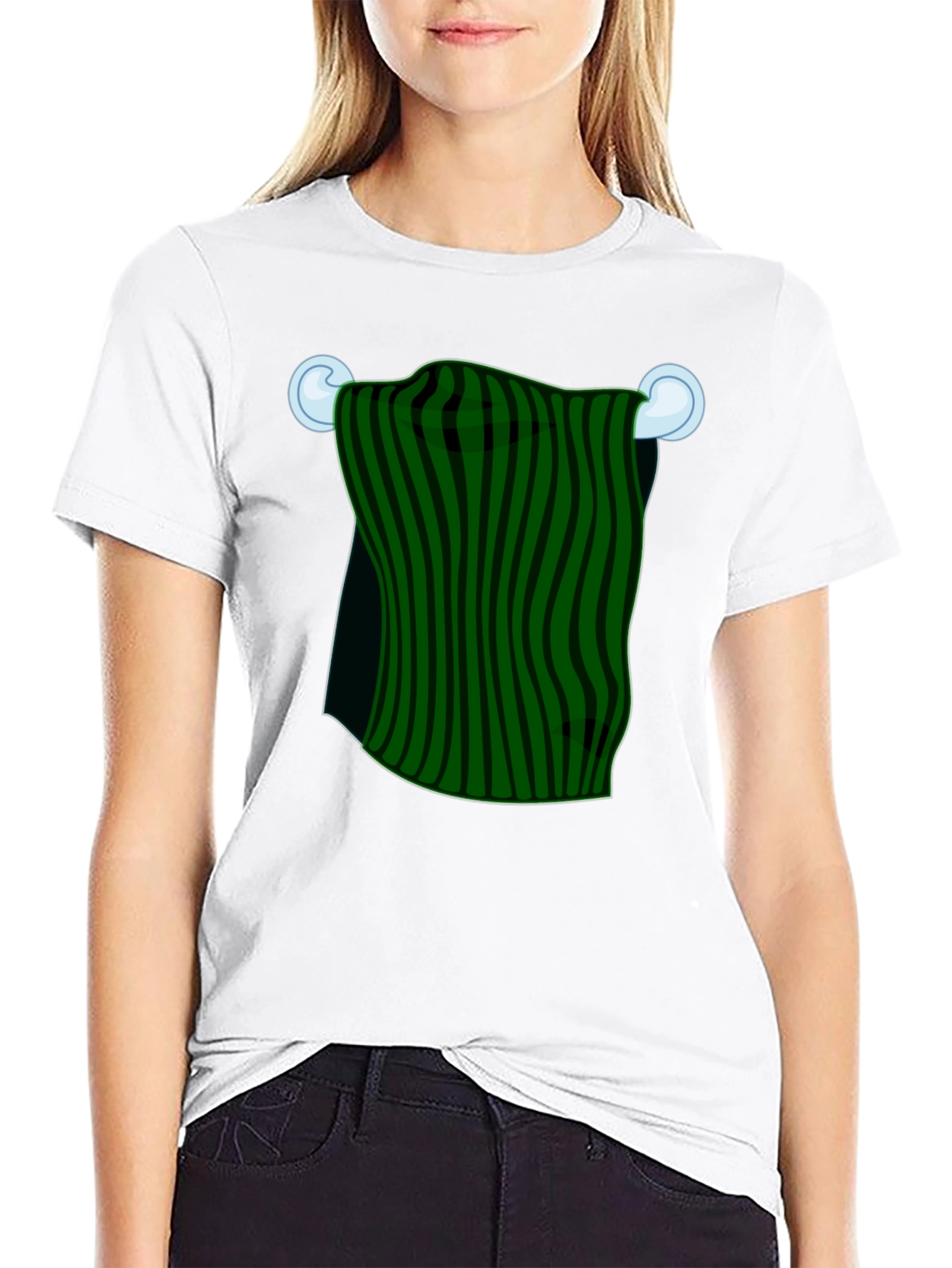 Striped Towel Graphic Tee - Quirky Black T-Shirt