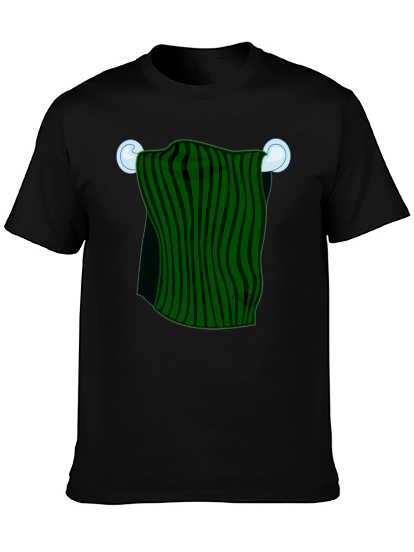 Striped Towel Graphic Tee - Quirky Black T-Shirt