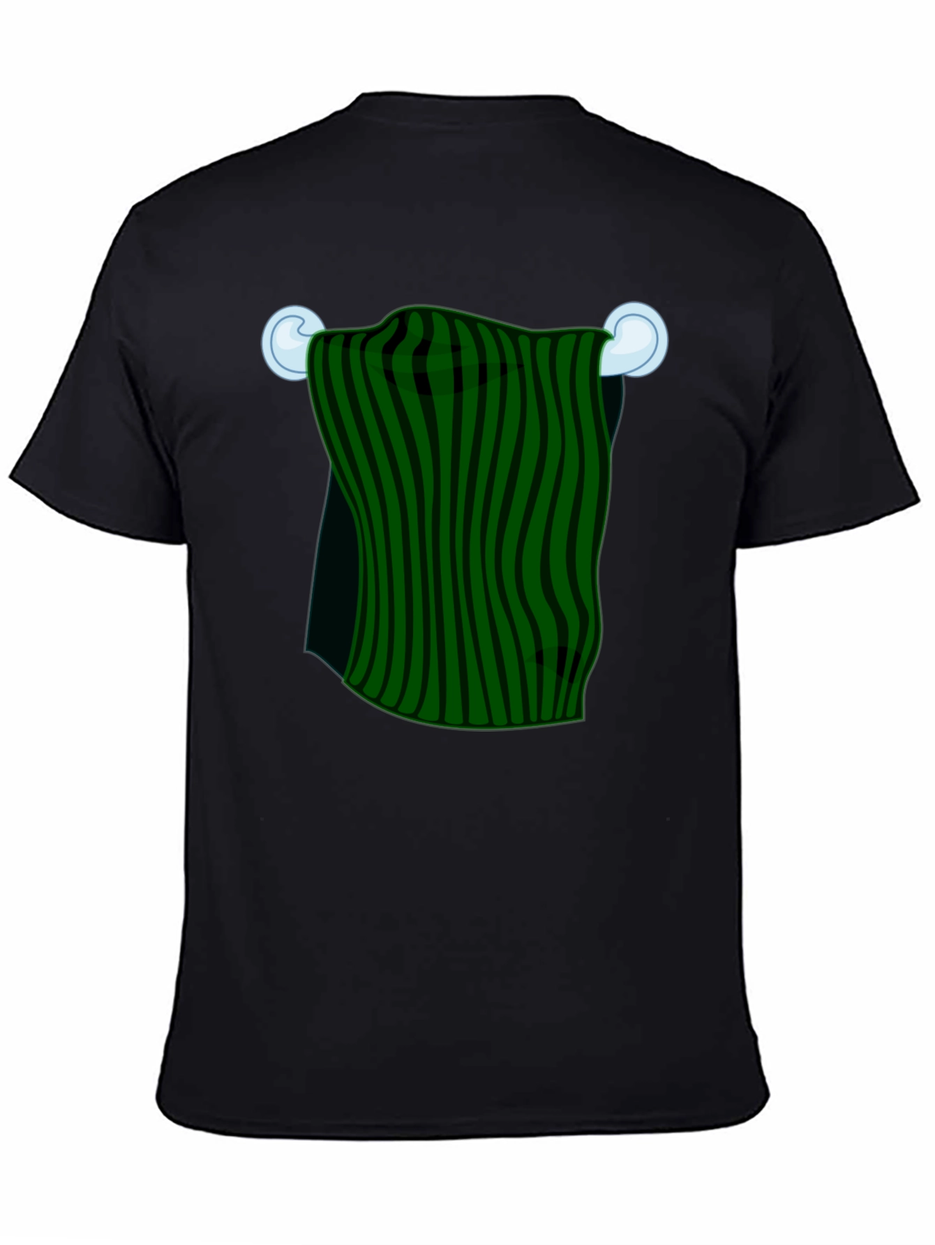 Striped Towel Graphic Tee - Quirky Black T-Shirt