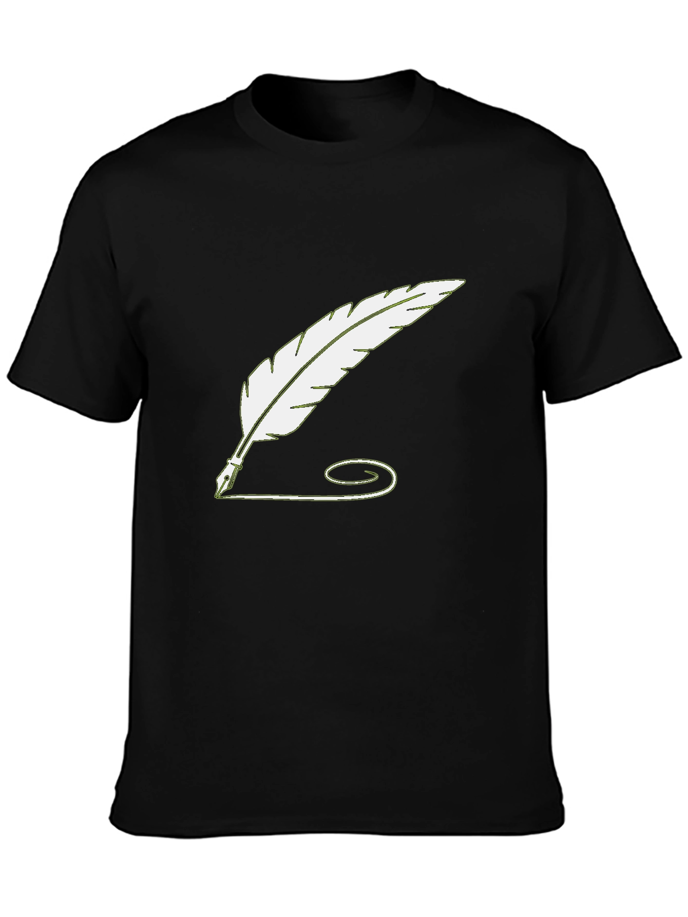 Quill Pen Graphic Tee - Black Cotton Casual Shirt