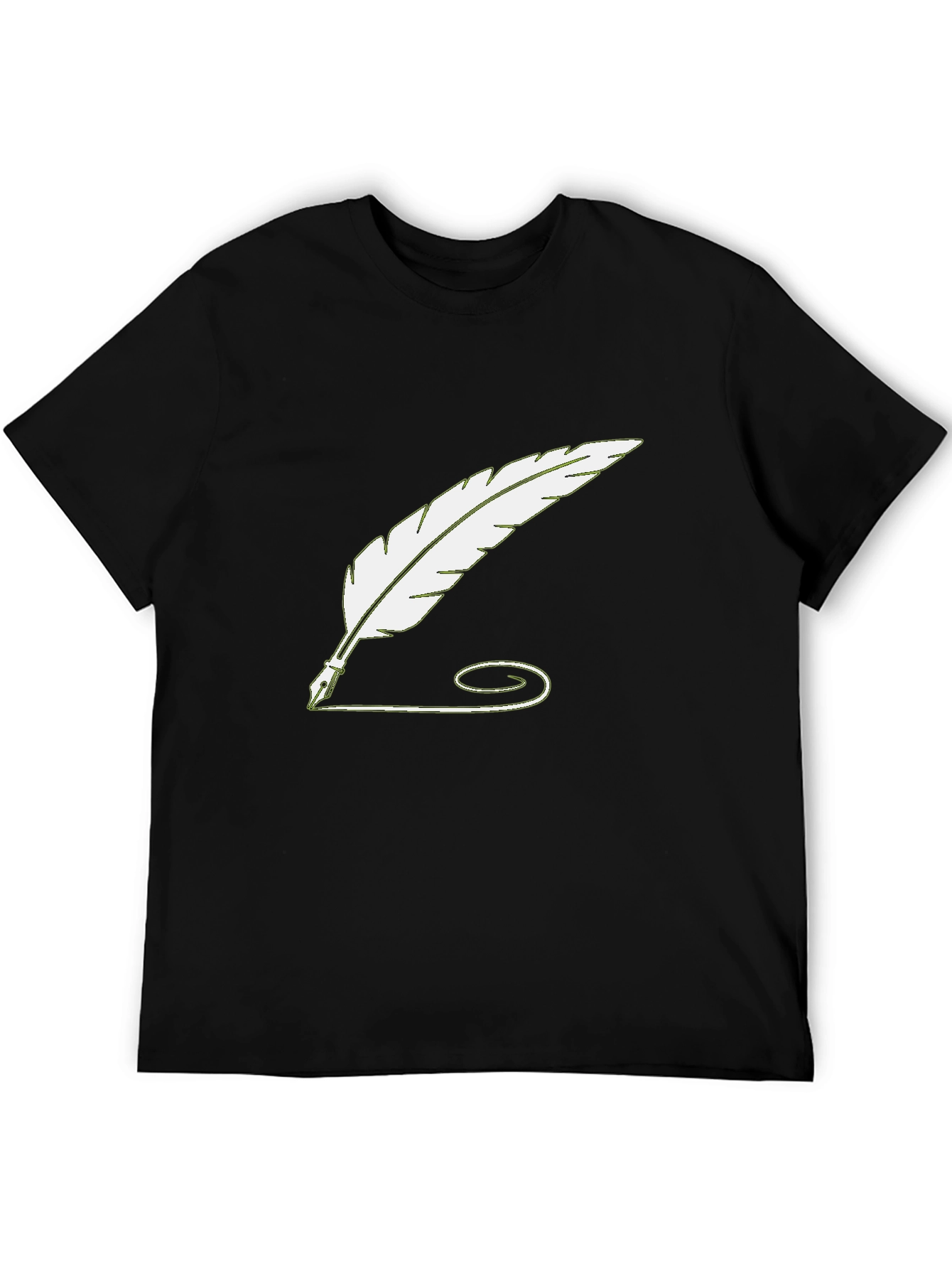 Quill Pen Graphic Tee - Black Cotton Casual Shirt