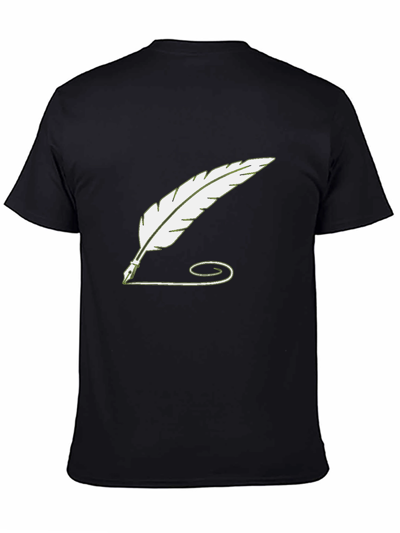 Quill Pen Graphic Tee - Black Cotton Casual Shirt