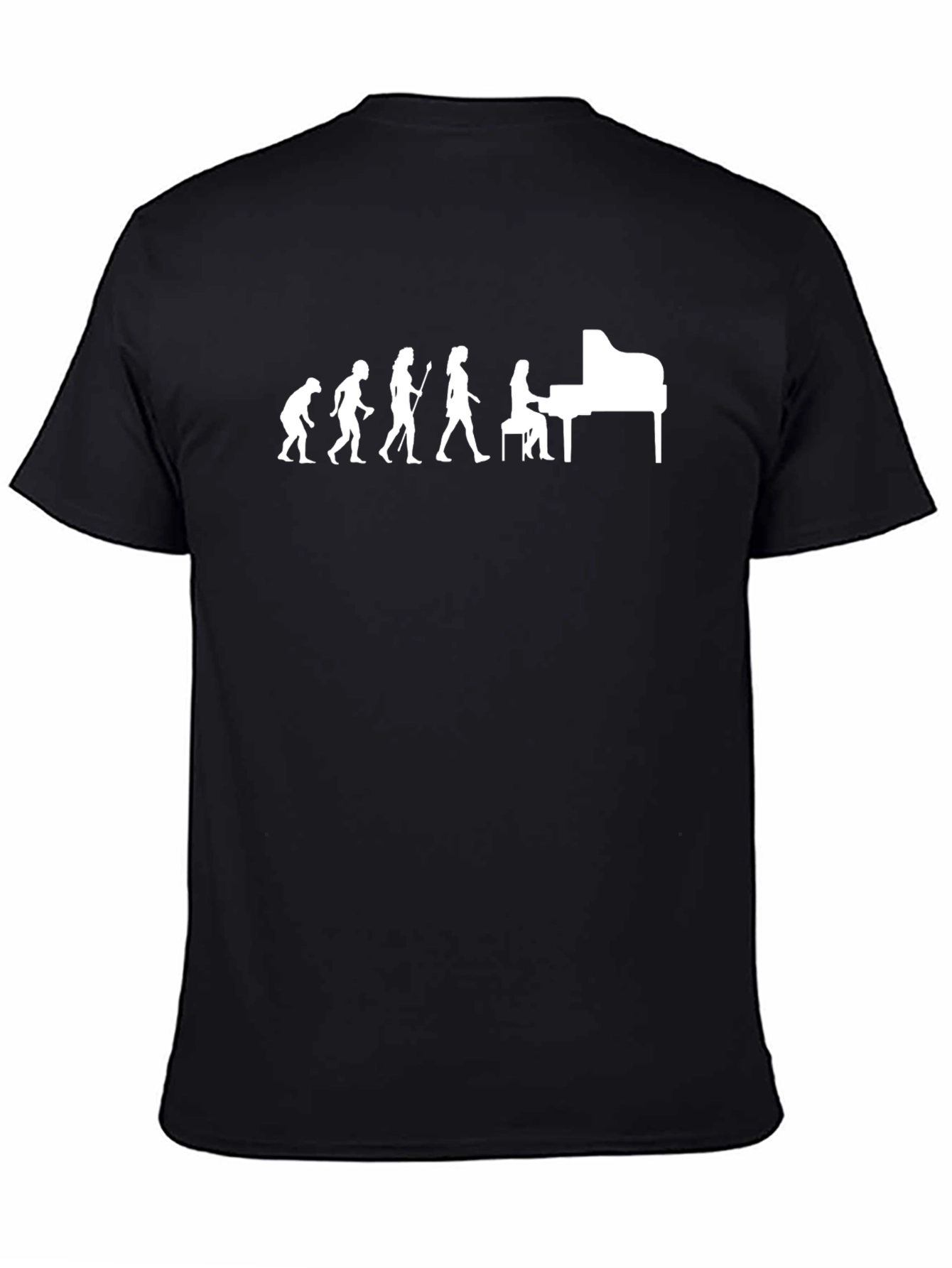Evolution of Piano Player Graphic T-Shirt - Black
