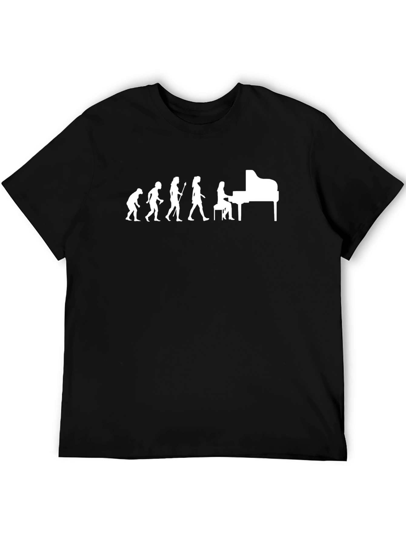 Evolution of Piano Player Graphic T-Shirt - Black