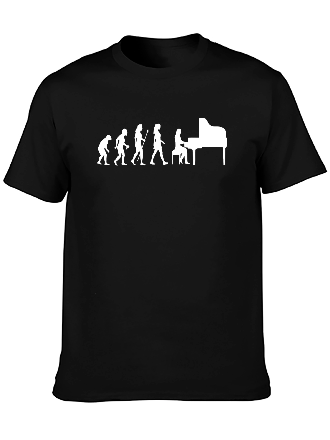 Evolution of Piano Player Graphic T-Shirt - Black