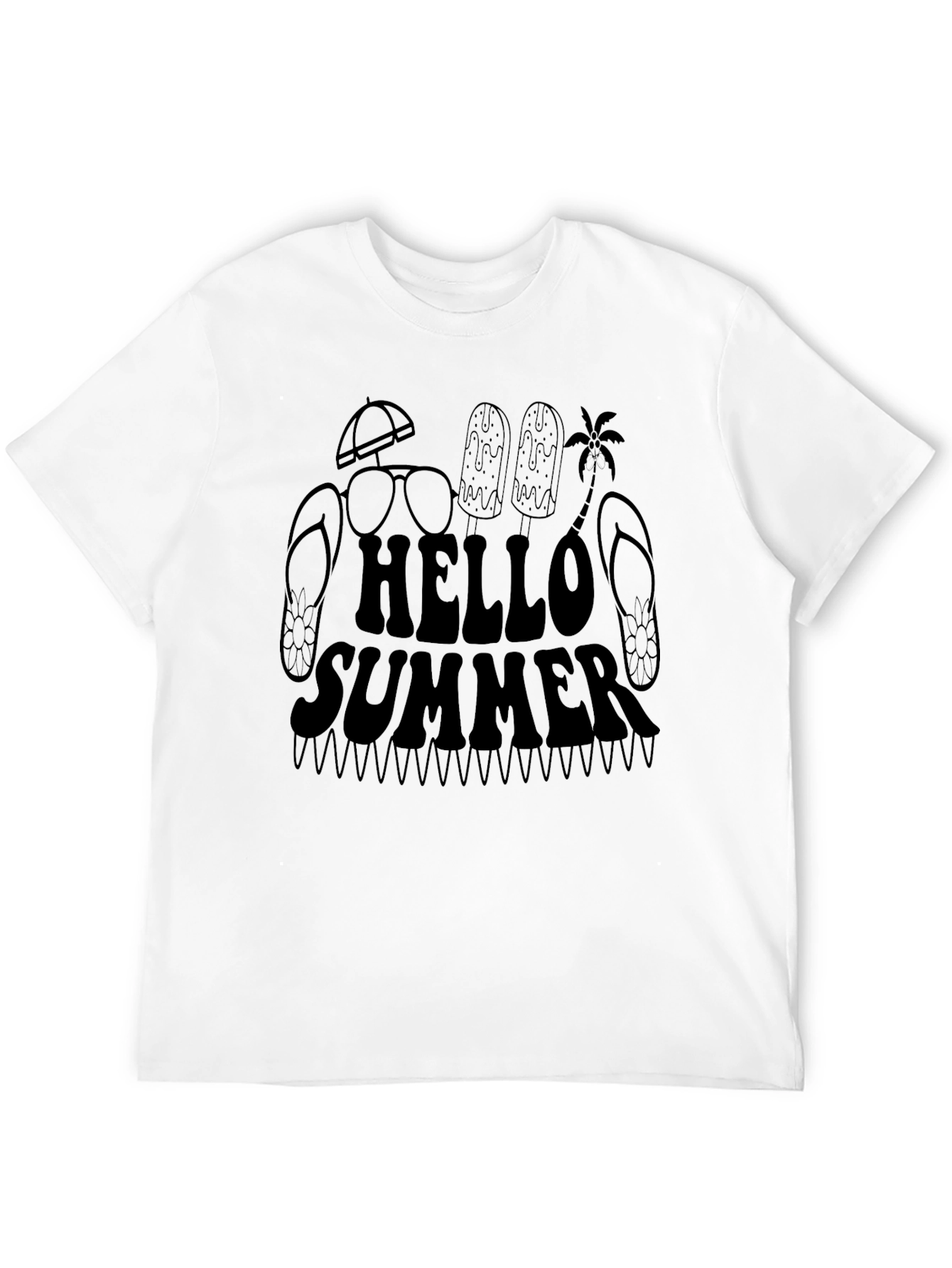 Hello Summer Black Graphic Tee
