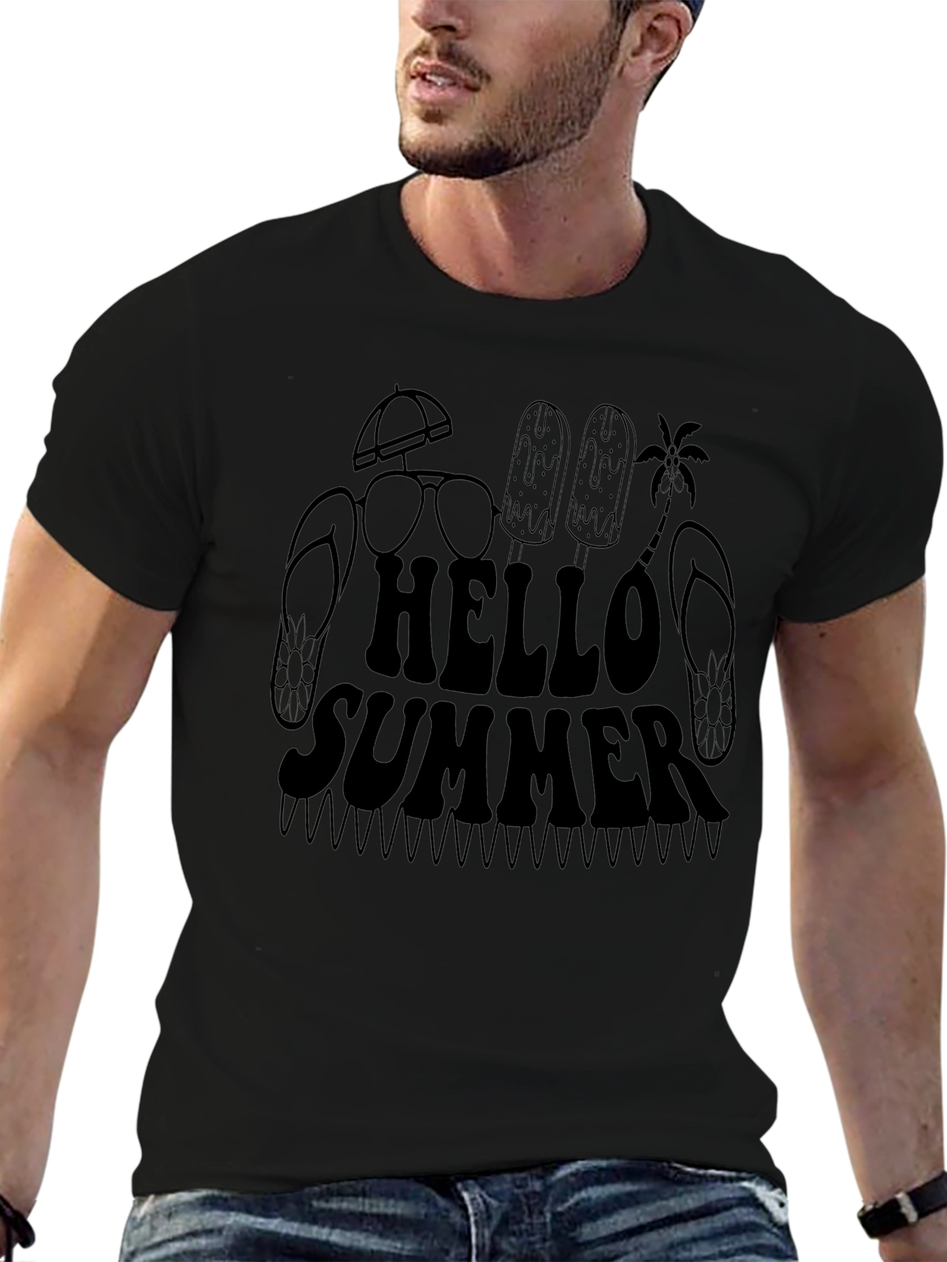 Hello Summer Black Graphic Tee