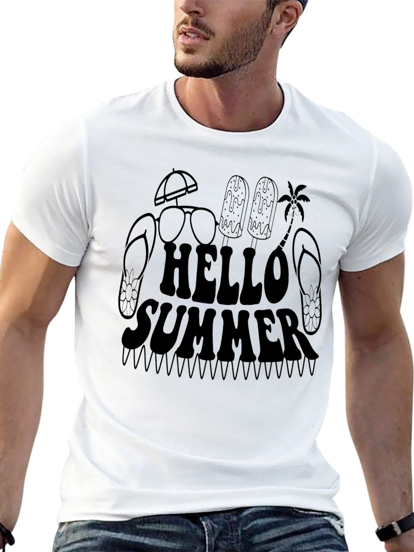 Hello Summer Black Graphic Tee