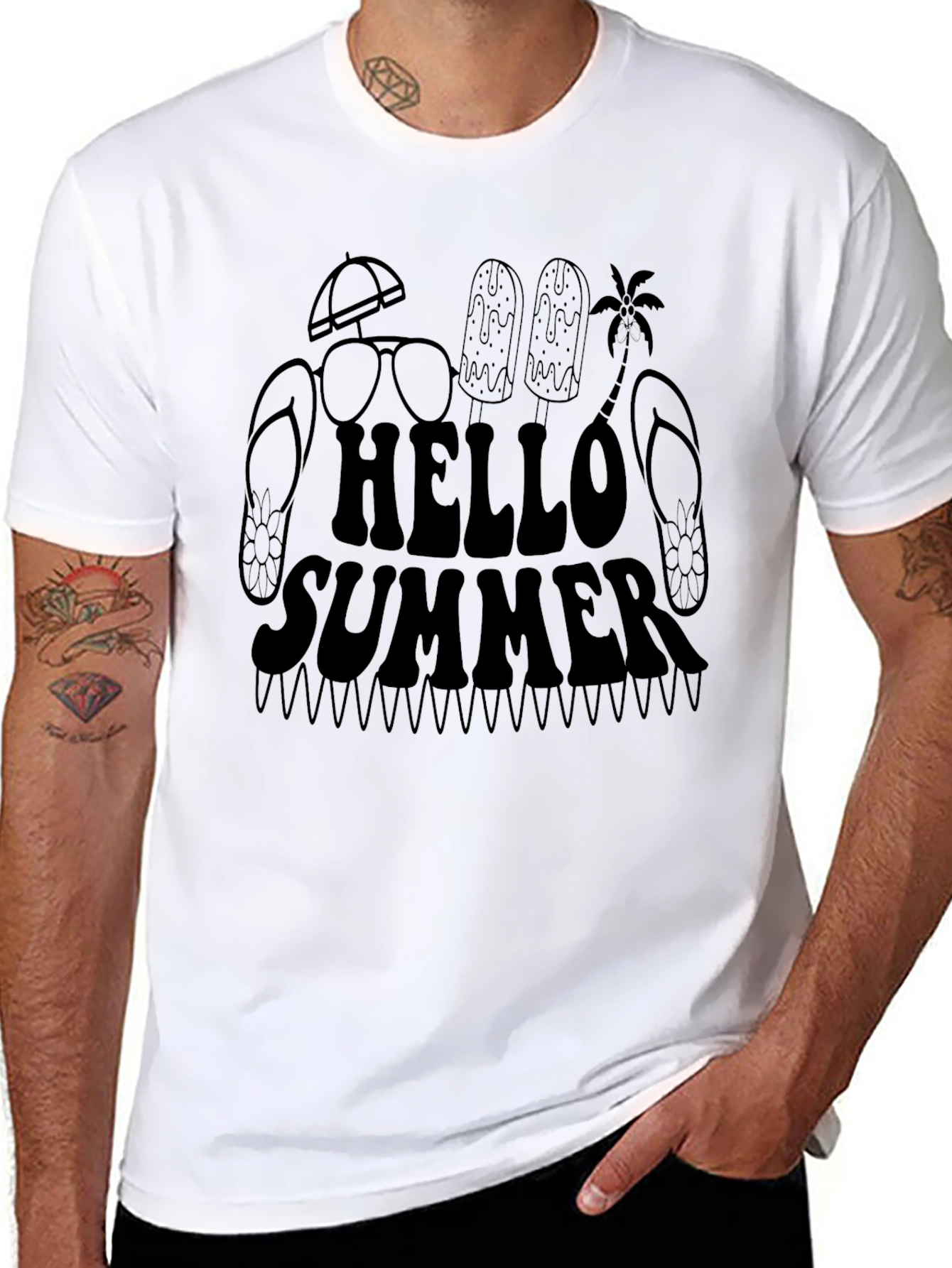 Hello Summer Black Graphic Tee