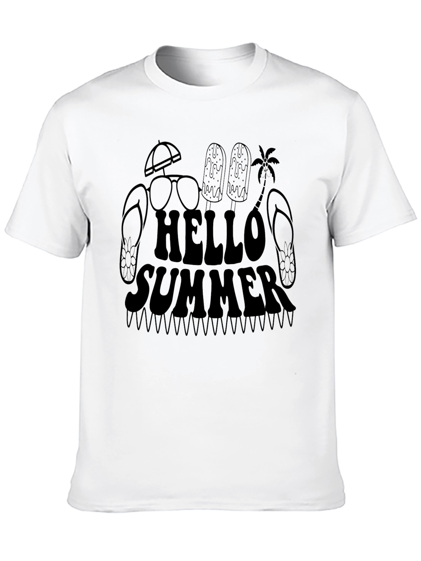 Hello Summer Black Graphic Tee