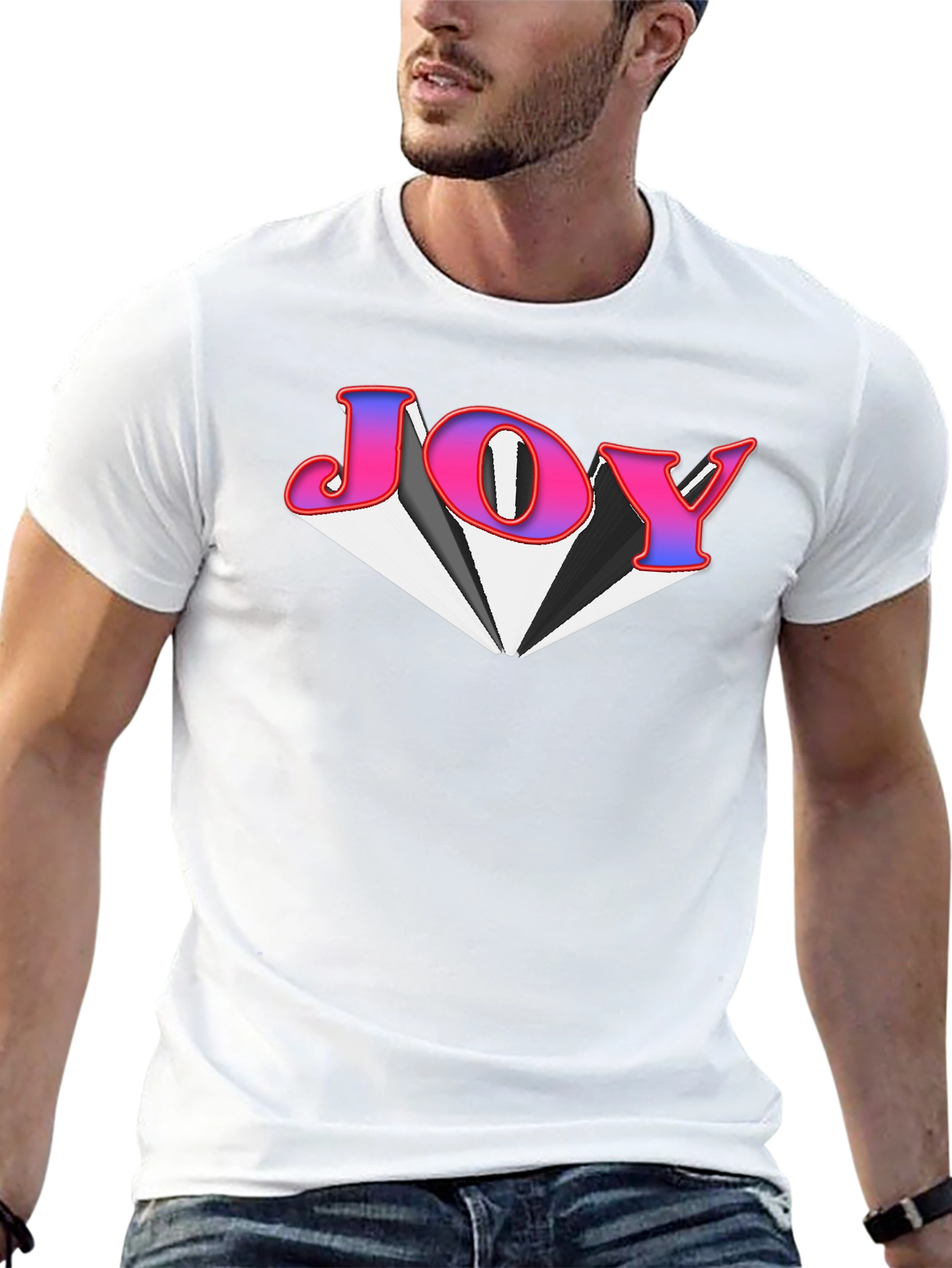 Joy Graphic Tee - Black Cotton Blend T-Shirt