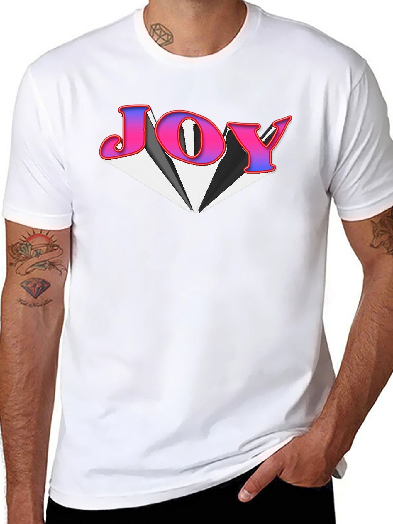 Joy Graphic Tee - Black Cotton Blend T-Shirt