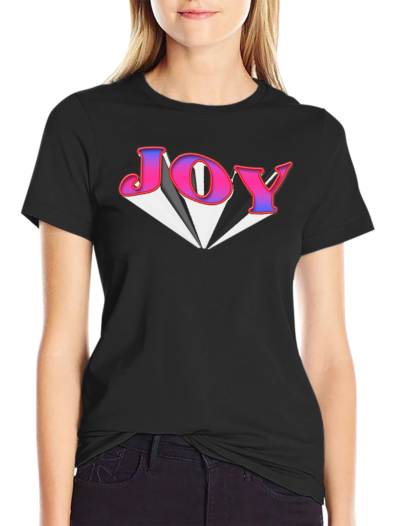 Joy Graphic Tee - Black Cotton Blend T-Shirt
