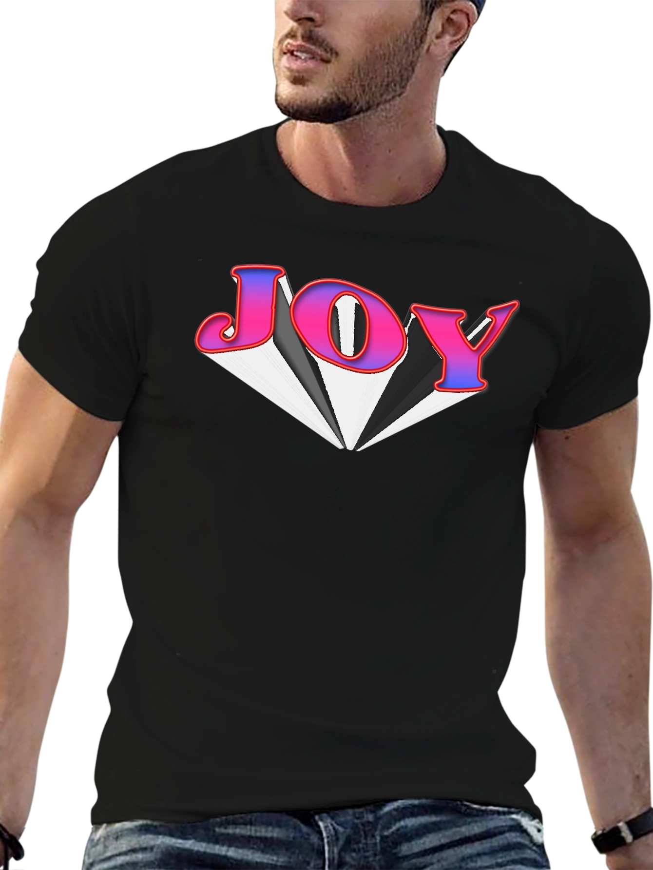 Joy Graphic Tee - Black Cotton Blend T-Shirt