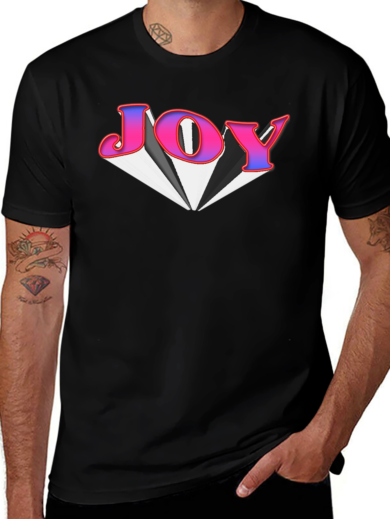 Joy Graphic Tee - Black Cotton Blend T-Shirt