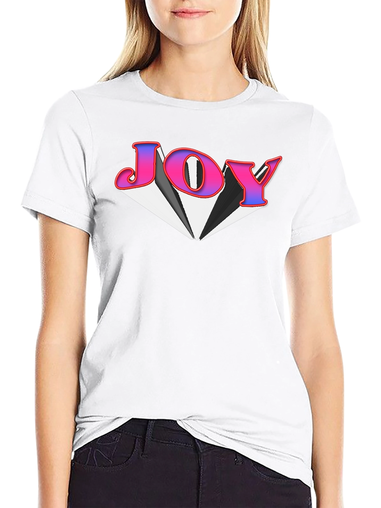 Joy Graphic Tee - Black Cotton Blend T-Shirt